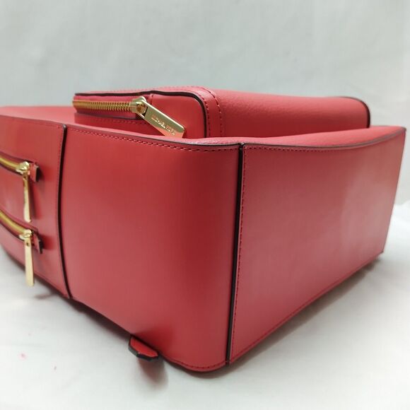 Michael Kors Jaycee Pebbled Red Leather Zipper Top Handle Large Backpack - NWT